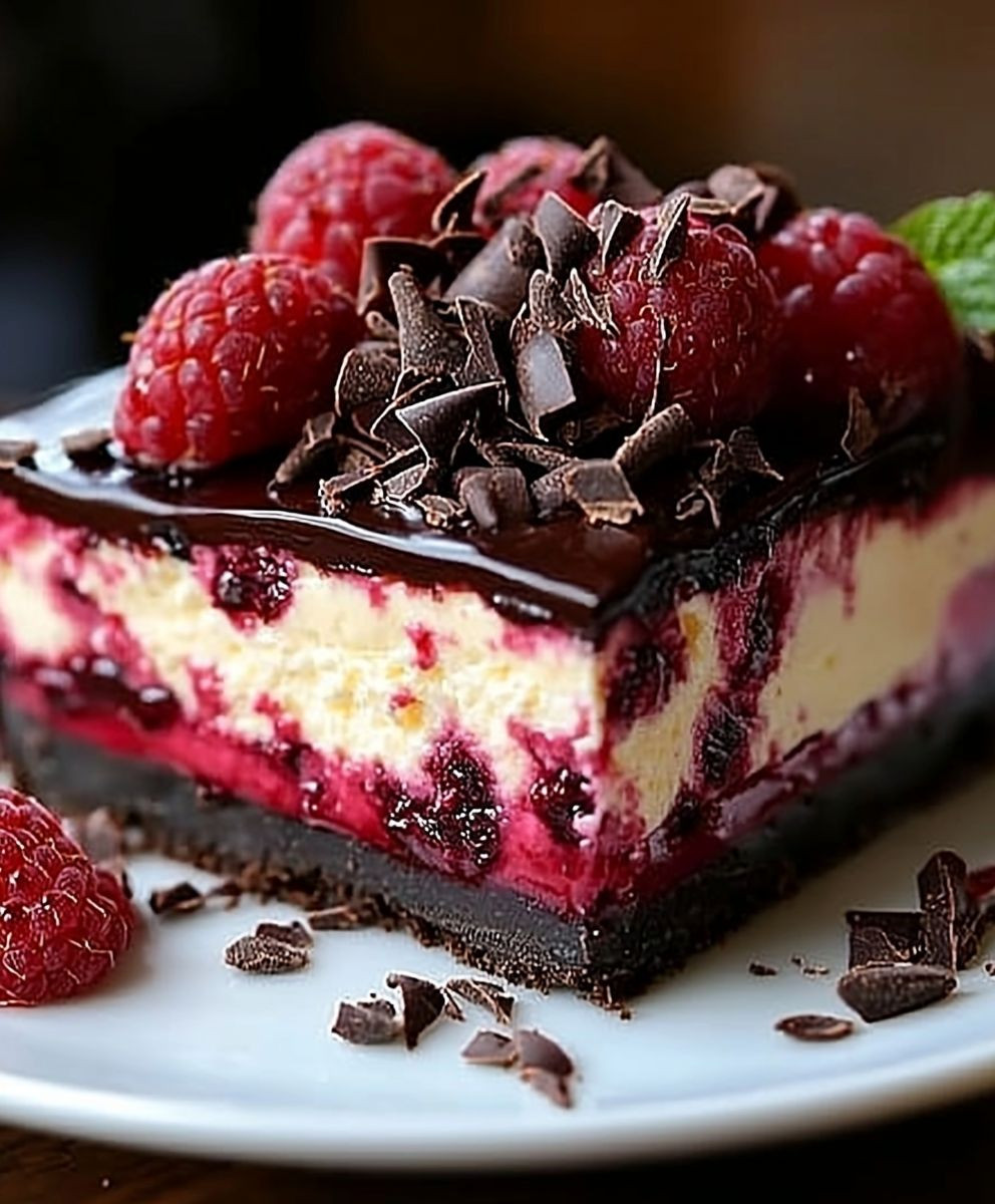 Dark Chocolate Raspberry Cheesecake