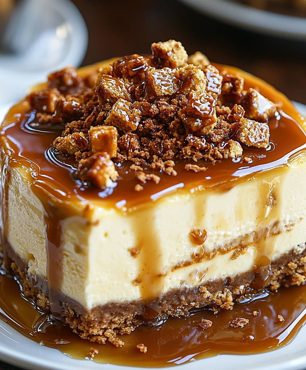 Caramel Cheesecake with Toffee Topping
