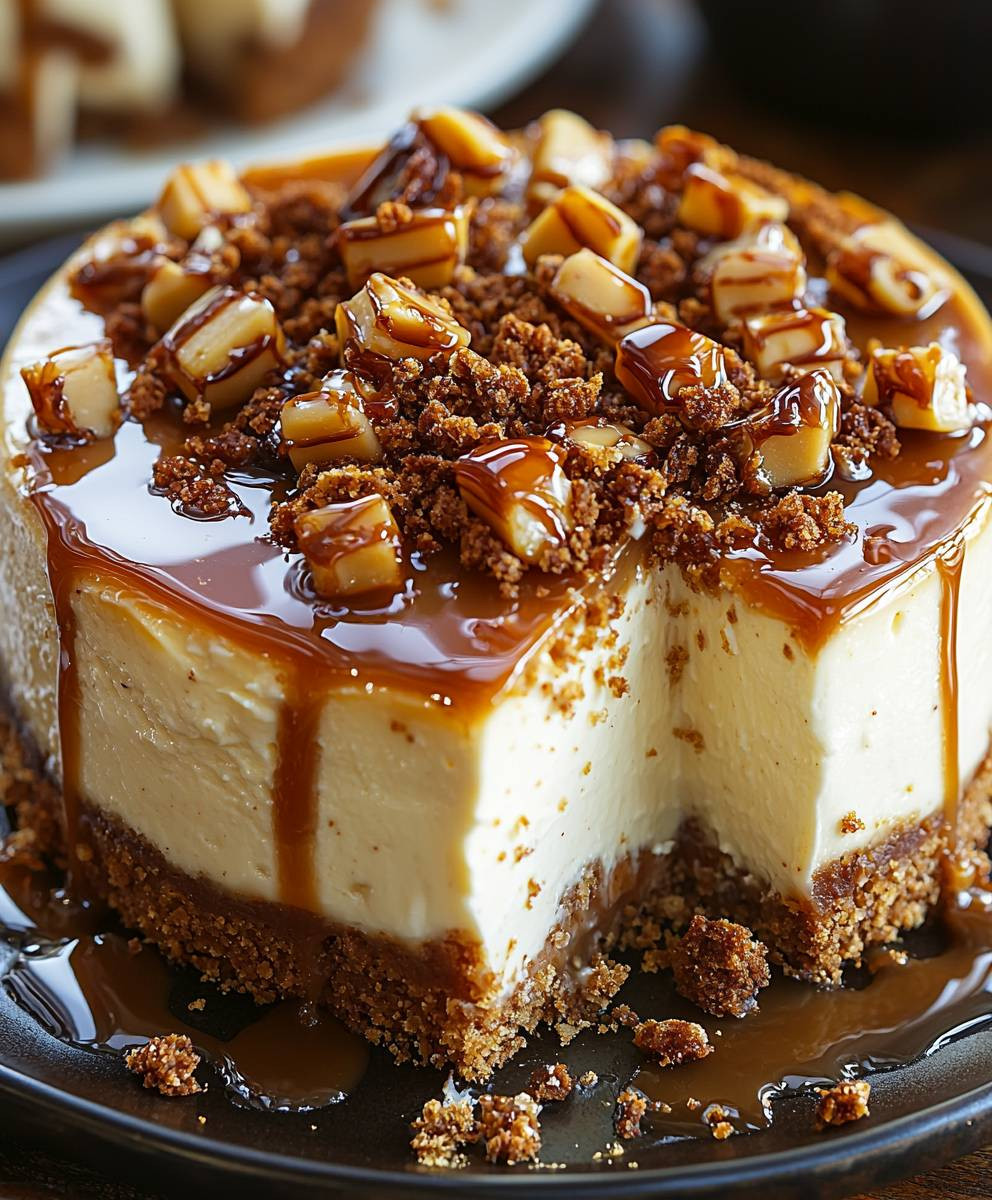 Caramel Cheesecake with Toffee Topping