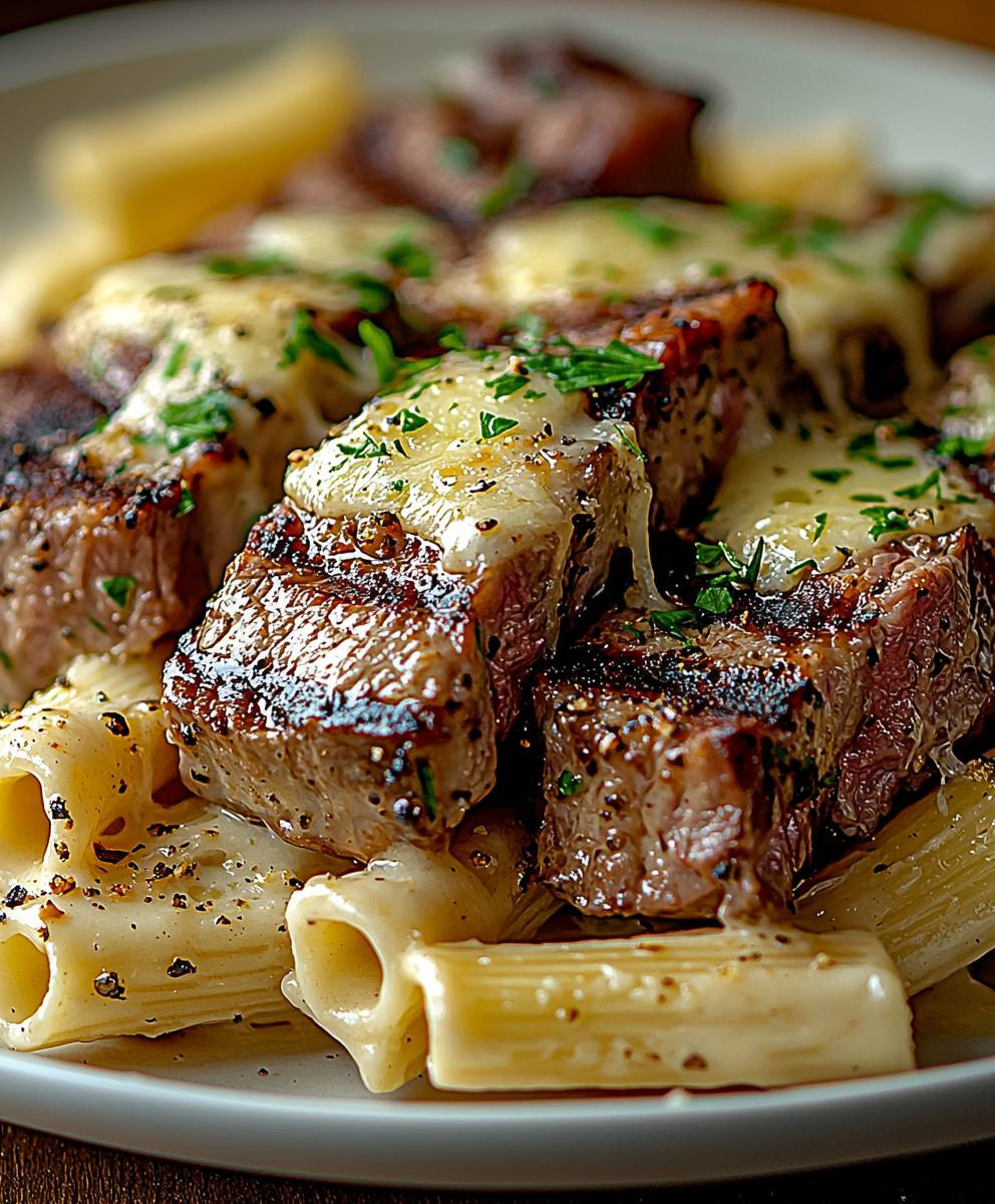 Steak Garlic Parmesan Pasta