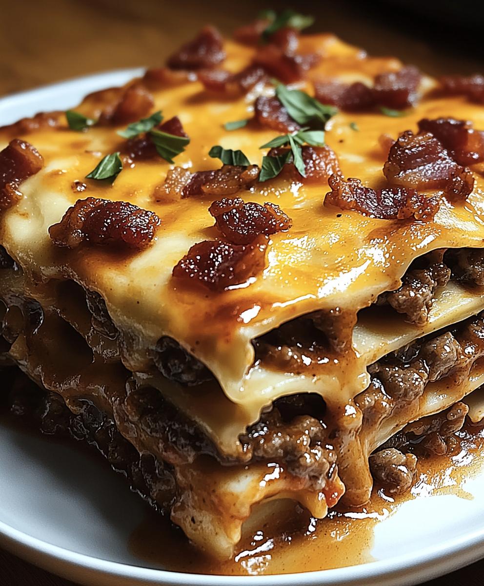 BBQ Bacon Cheeseburger Lasagna