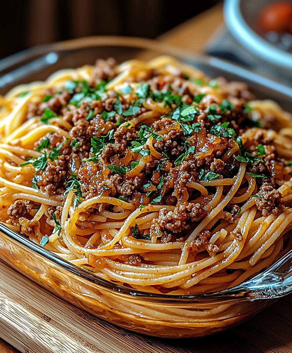 Asian Ground Beef Spaghetti