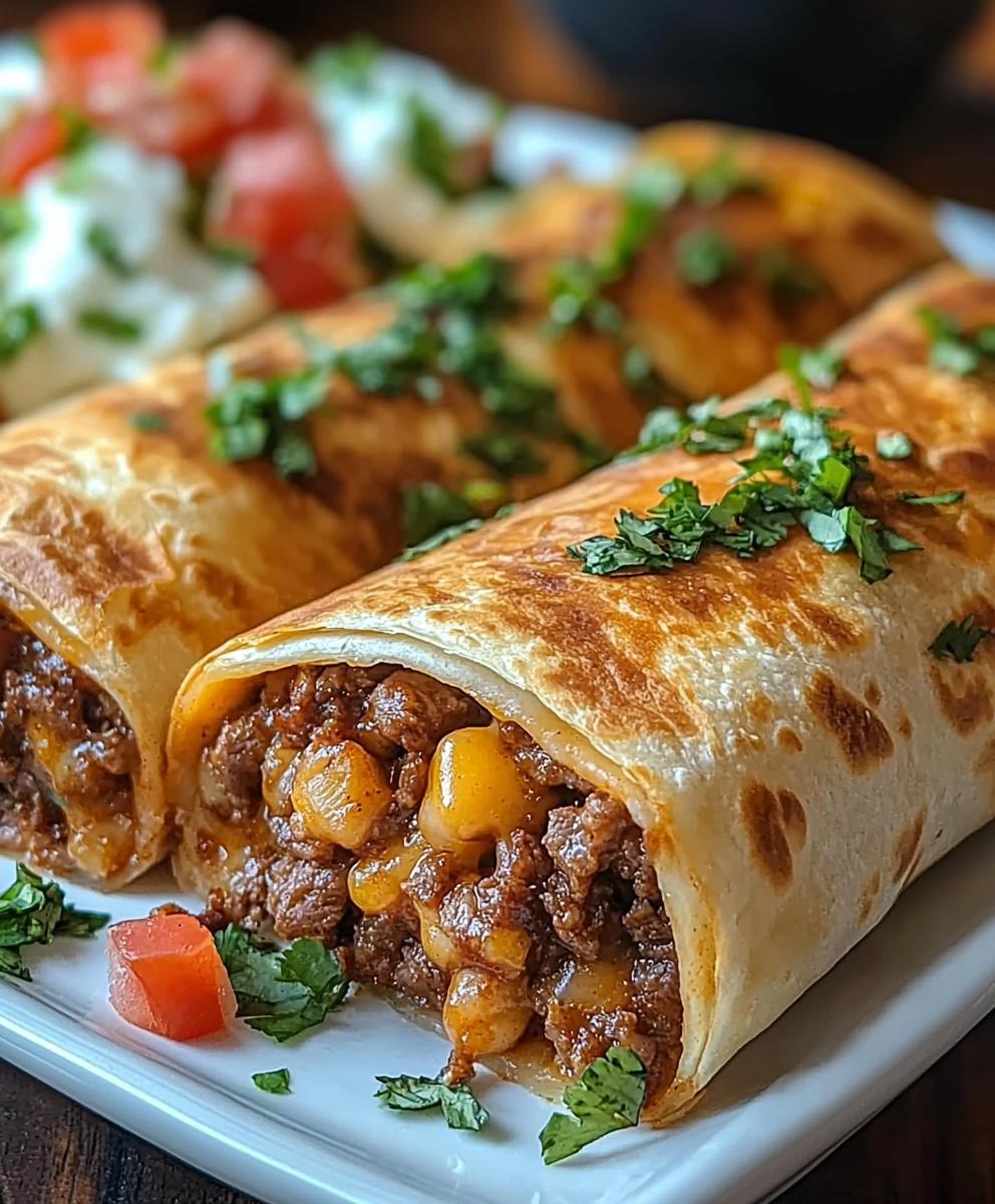 Beef Cheese Chimichangas