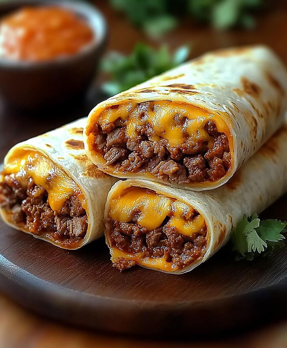Cheesy Beef Wraps