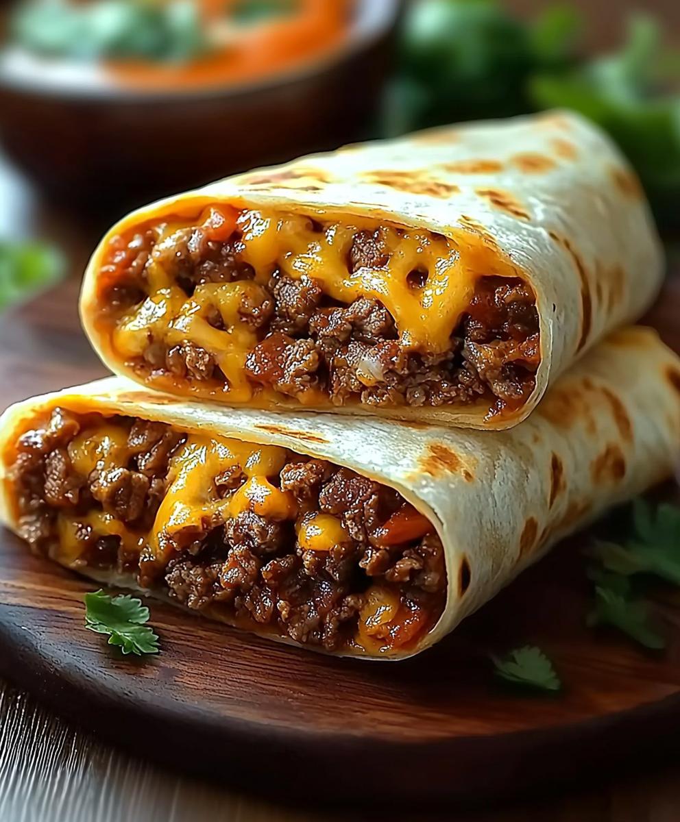 Cheesy Beef Wraps