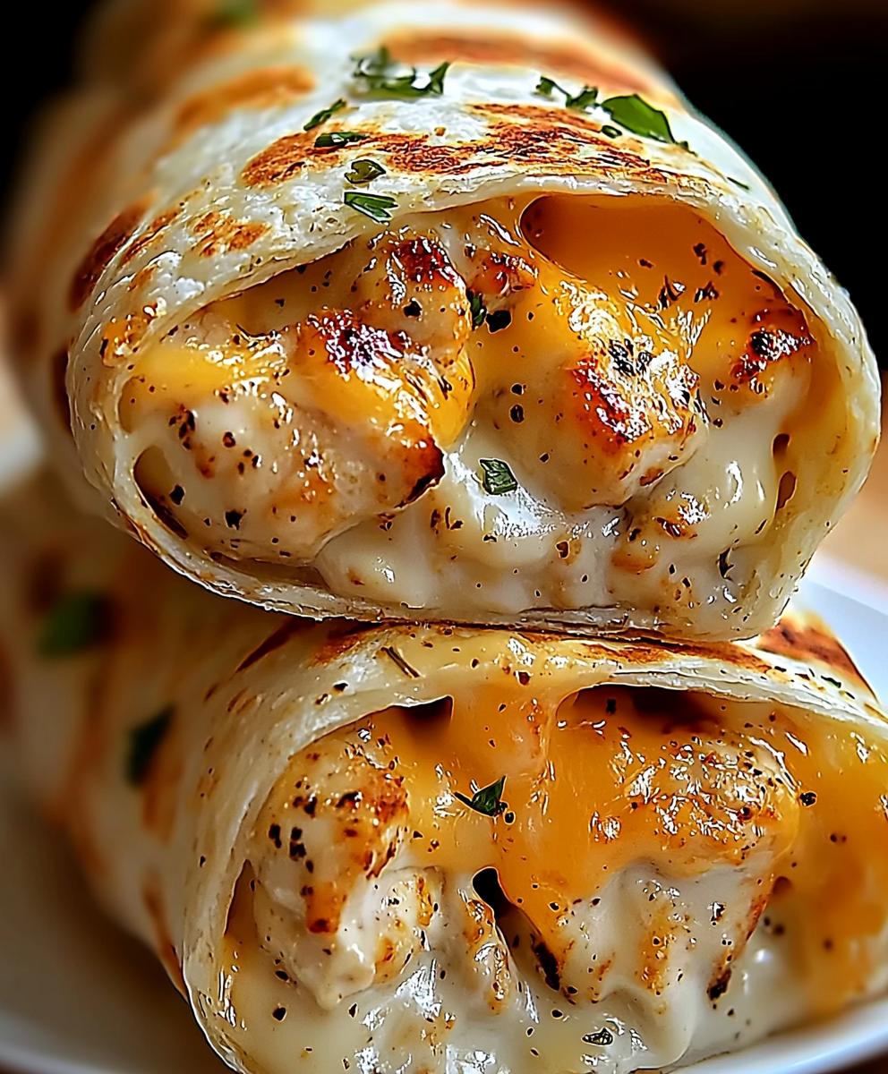 Cheesy Garlic Chicken Wraps