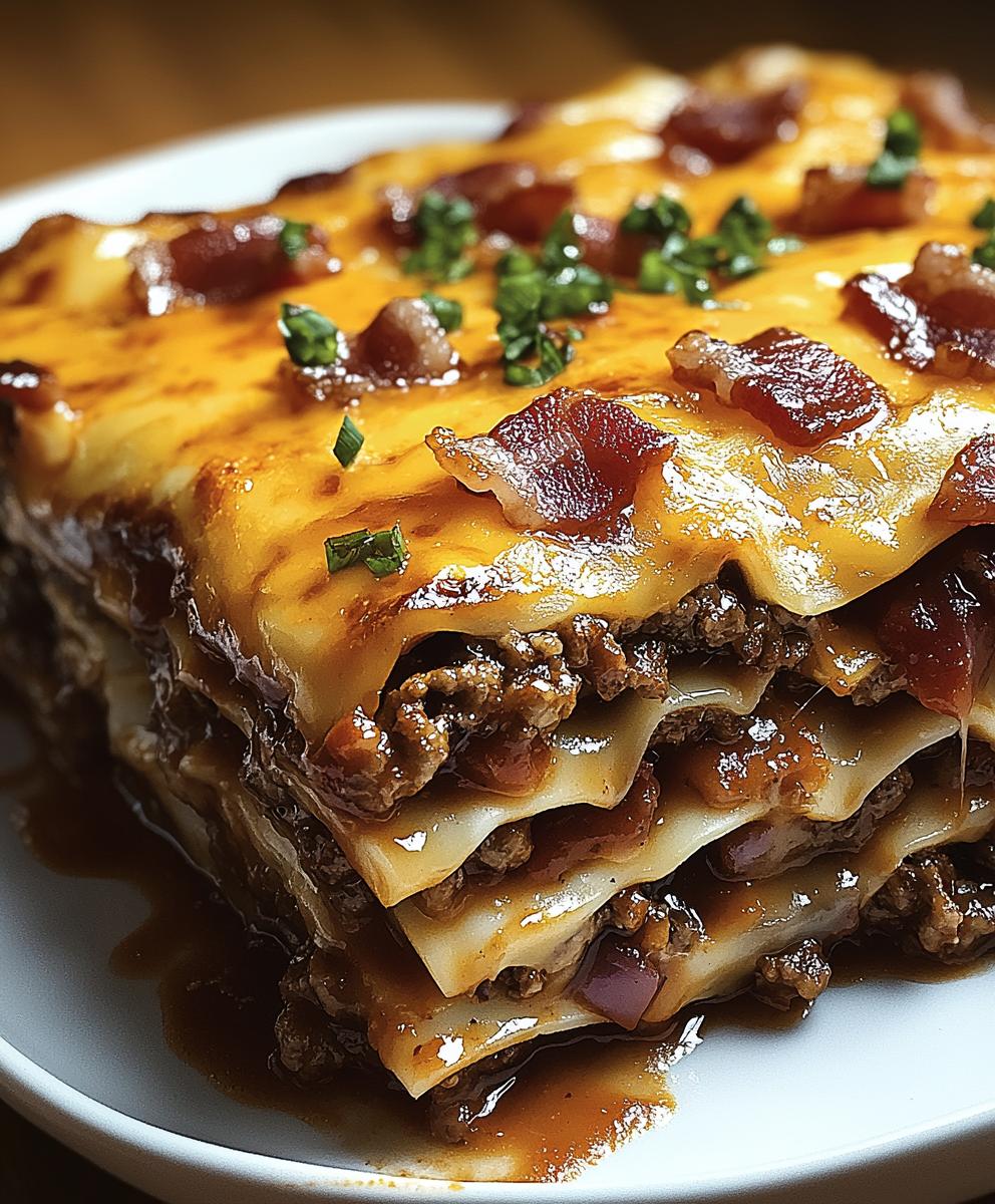 BBQ Bacon Cheeseburger Lasagna