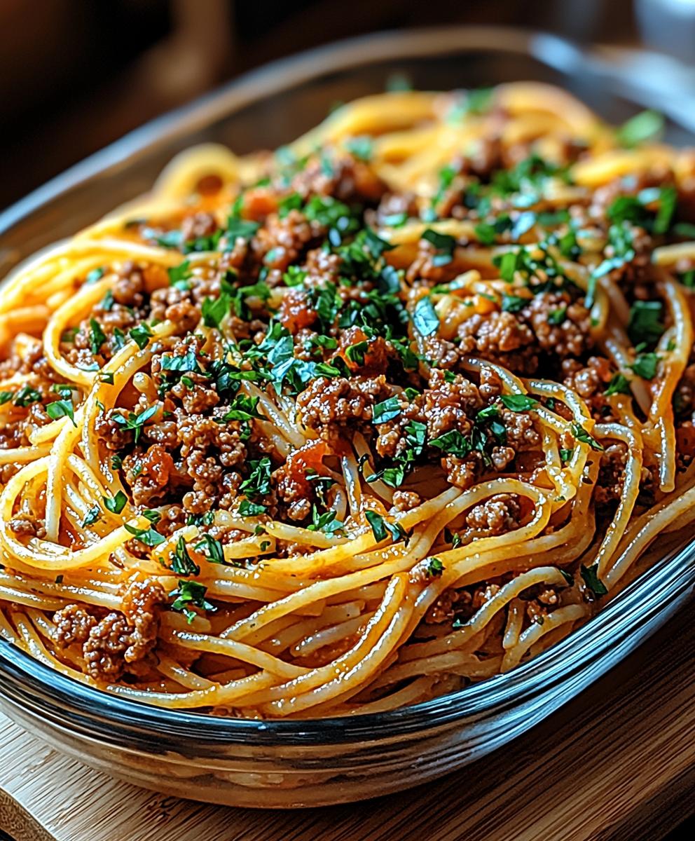 Asian Ground Beef Spaghetti