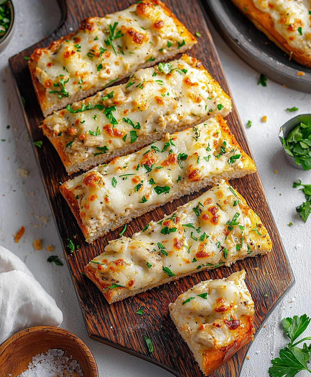 Chicken Alfredo Garlic Bread