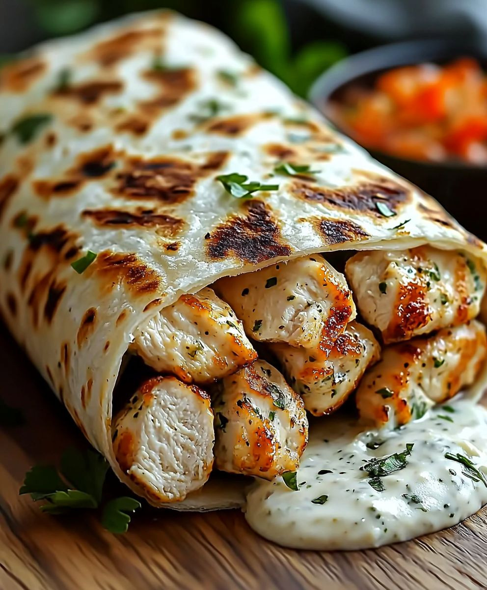 Cheesy Garlic Chicken Wraps