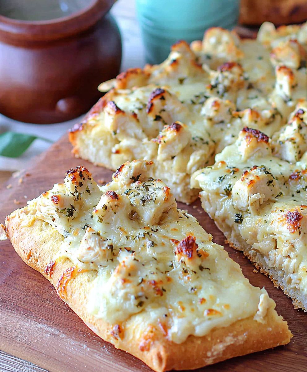 Chicken Alfredo Garlic Pizza
