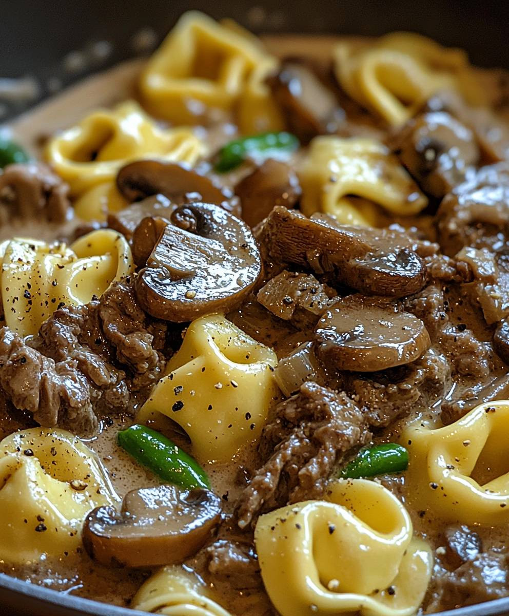 Beef Mushroom Tortellini Skillet