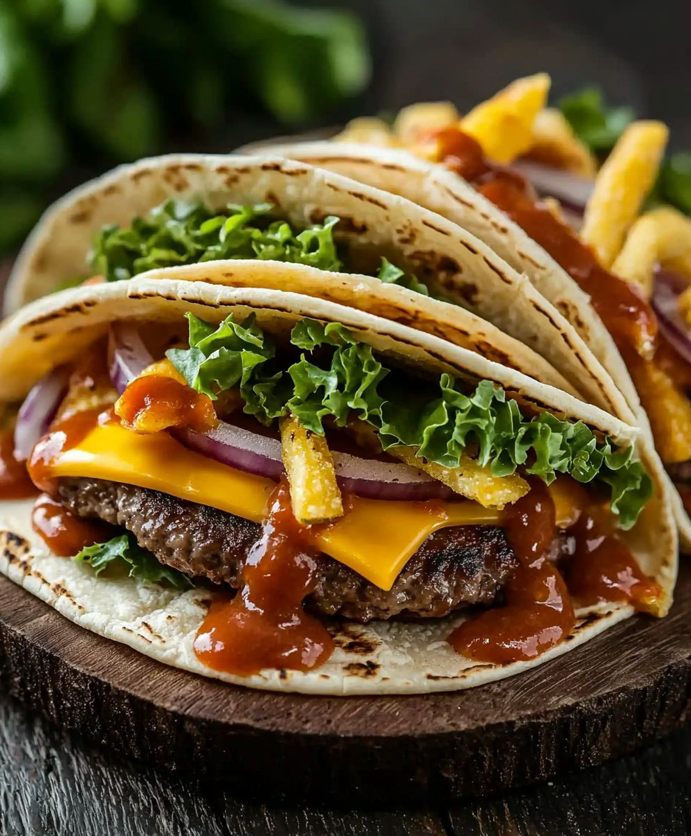 Smash burger tacos