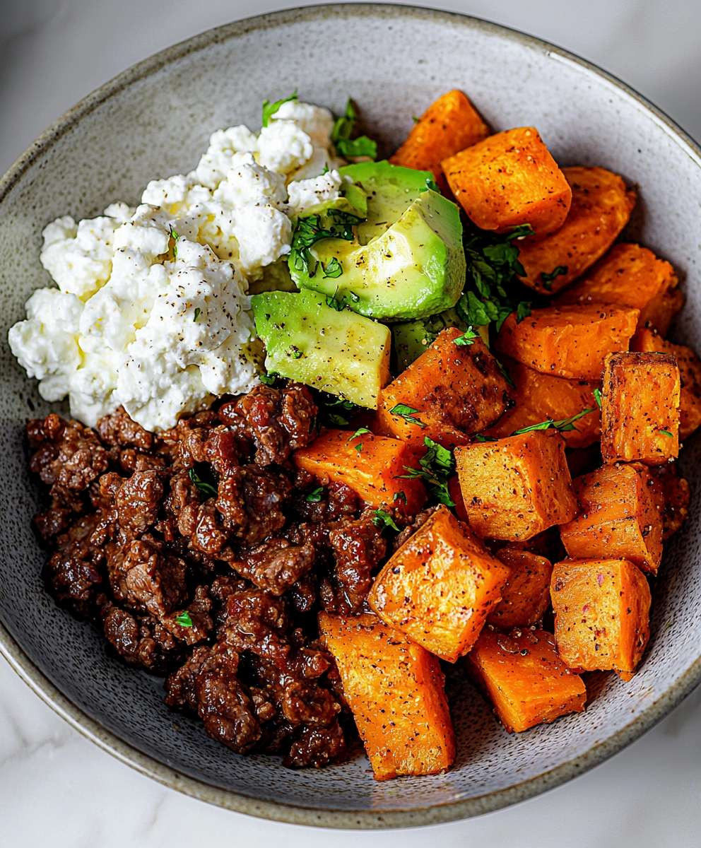 Cottage Cheese Sweet Potato Bowl