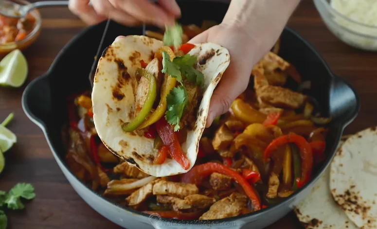 Easy Queso Chicken Fajita Skillet Recipe